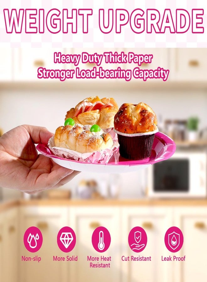 Grencian 60Pcs Pink Race Car Party Plates 9" Racing Party Decorations Pink Black White Checkered Racing Car Paper Plates Disposable for Valentine’s Day Girls Birthday Baby Shower Race Themed Par-ty Supplies - Image 5